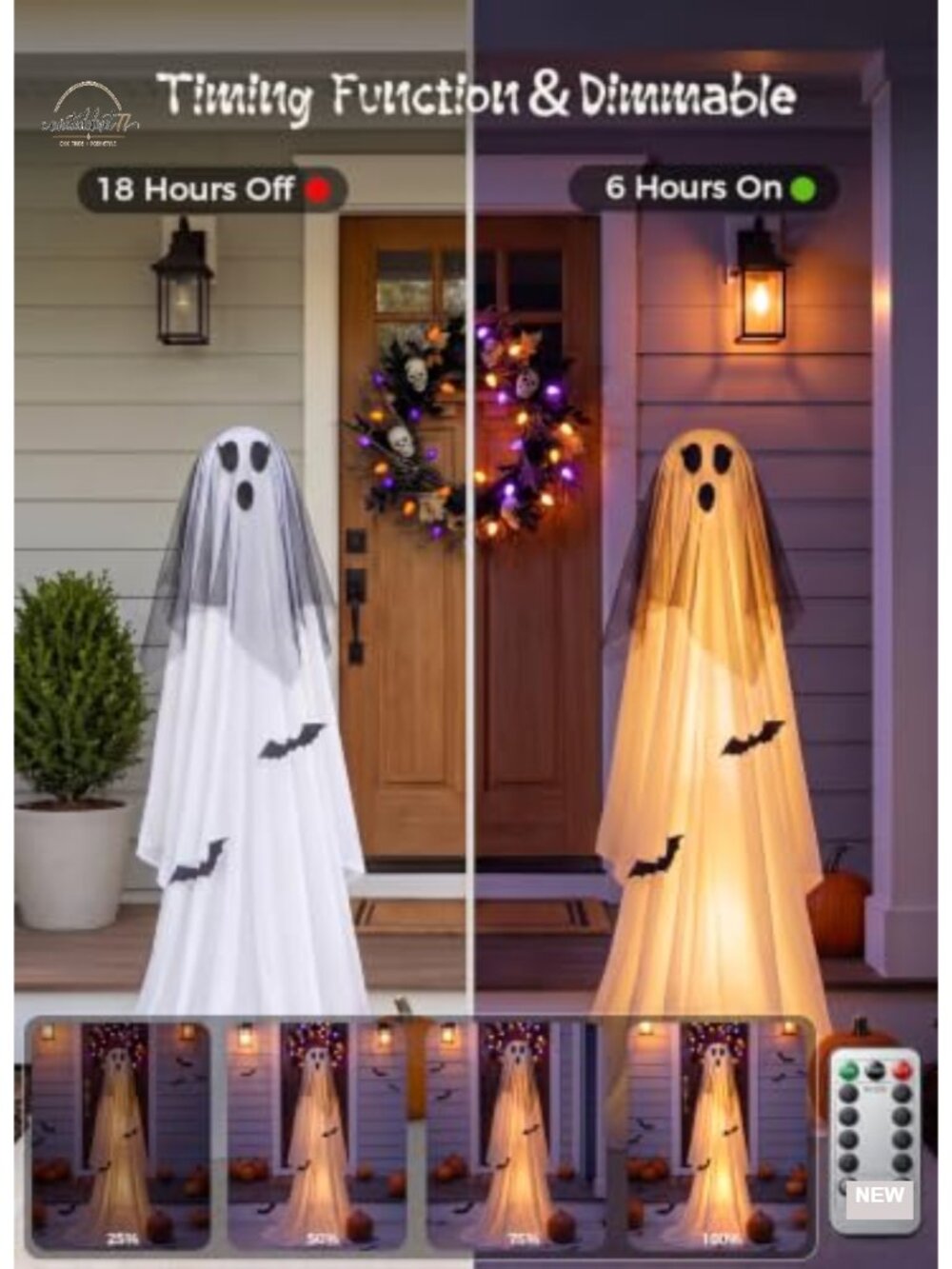 2 Pack Light Up Halloween Ghost Decorations with Remote, Timer, Adjustable - Picture 5 of 6